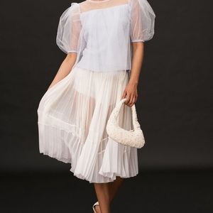 ANTHROPOLOGIE SHEER PUFF SLEEVE TOP